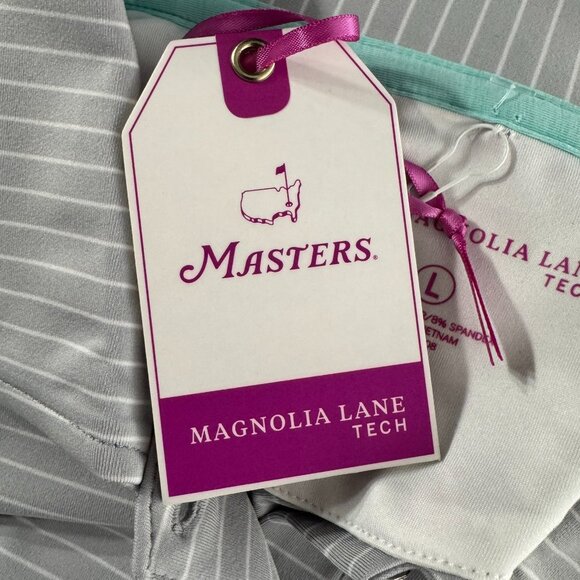 Magnolia Lane Tech‎ Masters Polo Shirt Womens Large Gray Striped NWT TP-3405 - Picture 6 of 11